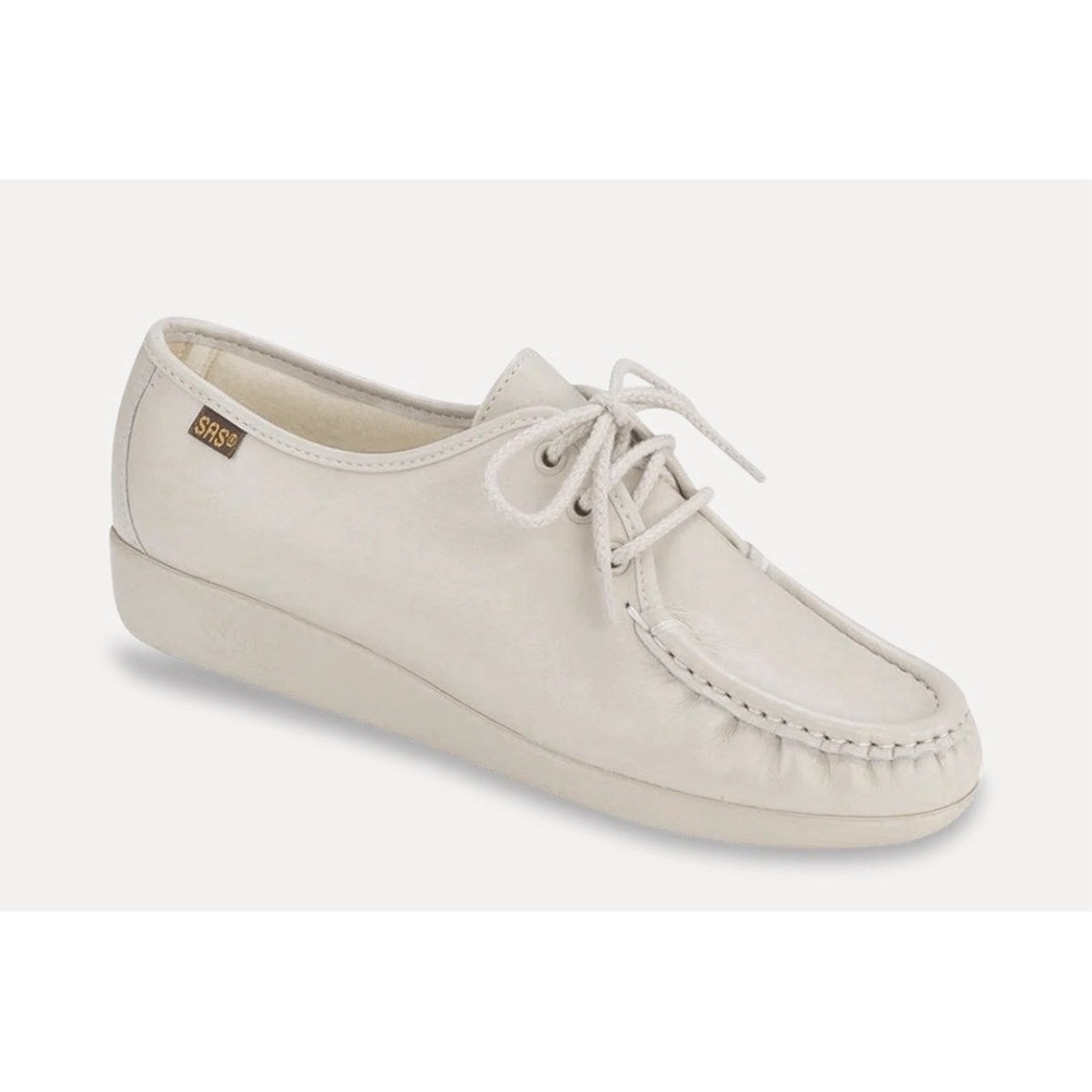 SAS Shoes Womens Siesta Lace Up Loafer Leather‎ Moccasin Comfort Pearl Size 9 N